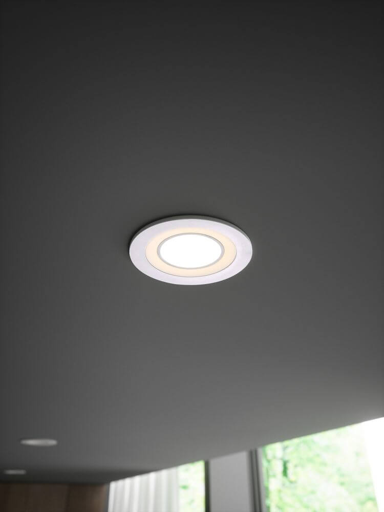 LED Einbaustrahler Clyde 8 4000K Deckenleuchte in modernem Design montiert.