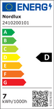 LED Einbaustrahler Rosalee IP65, rund, Energieeffizienzklasse D, Produktetikett mit QR-Code