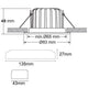 Maßzeichnung des LED-Einbaustrahlers Sys-68 10W Dali-Dimmbar 4000K IP65, Abmessungen und Montagehinweise.