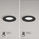 LED Einbaustrahler Tiaki IP65 mit zwei Lichtstufen: 345 Lumen bei 2700K und 500 Lumen bei 4000K.