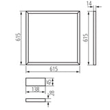 Cadre d'insert LED pour le plafond Odenwald 62 x 62 cm blanc chaud