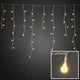 Bernsteinfarbener LED Lichtervorhang mit 200 Dioden, ideal für festliche Winterdekoration, IP44 wetterfest.