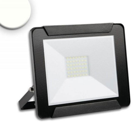 LED Fluter Neutralweiß 30W 2400lm , IP65 Schwarz mit 1 Meter Anschlusskabel für einfache Installation