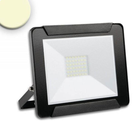 LED Fluter Warmweiß 30W 2400lm , IP65 Schwarz mit 1 Meter Anschlusskabel.