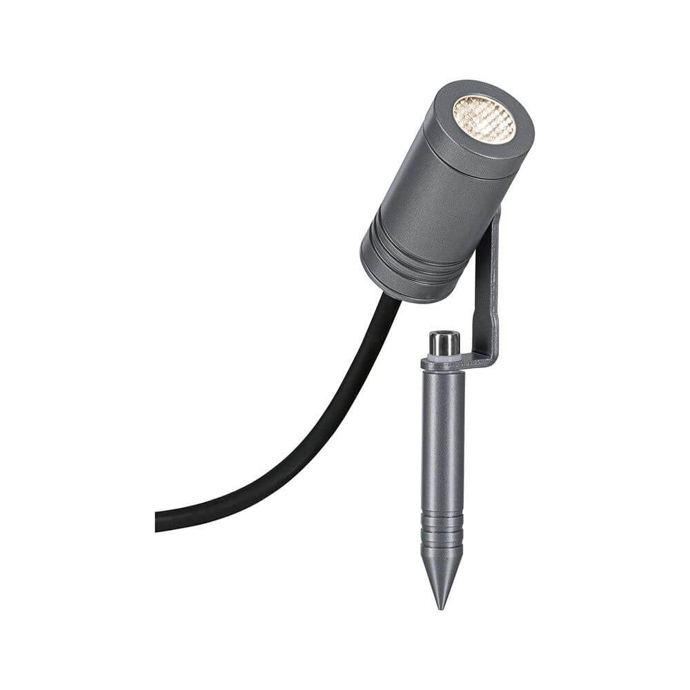 LED Gartenstrahler Radix Grau IP65 - verstellbarer Gartenspot mit warmweißem Licht und IP65 Schutz.