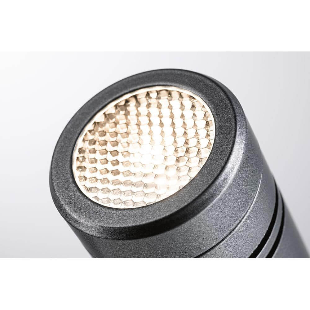 LED Gartenstrahler Radon Grau Metall IP65 mit warmweißem Licht und einzigartigem Design.
