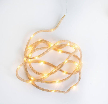 LED Jute string lights Lia IP44 on a white background, with 30 LEDs in a natural-material finish.