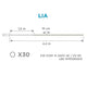 LED Jute-Lichterkette Lia IP44 - Technische Zeichnung mit 30 integrierten LEDs und Maßen.