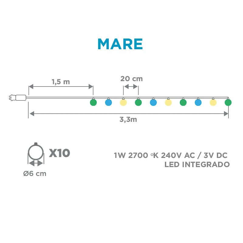 LED Girlande Mare mit 10 Kugeln IP44