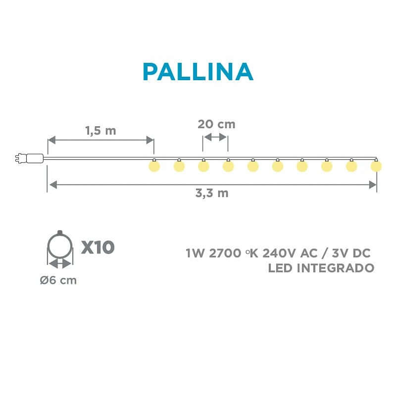 LED Kugel-Girlande Pallina IP44