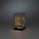 LED Glaslaterne mit schwarzem Holzfundament und 6h Timer Schwarz in elegantem Design mit warmen Lichtern.
