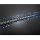 LED Globelichterkette runde Dioden 80 blaue Dioden IP44 an einer schwarzen Schnur dekorativ angeordnet.