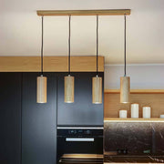 LED Pipe pendant light 350lm, oiled oak, in a modern kitchen setting with wood details.