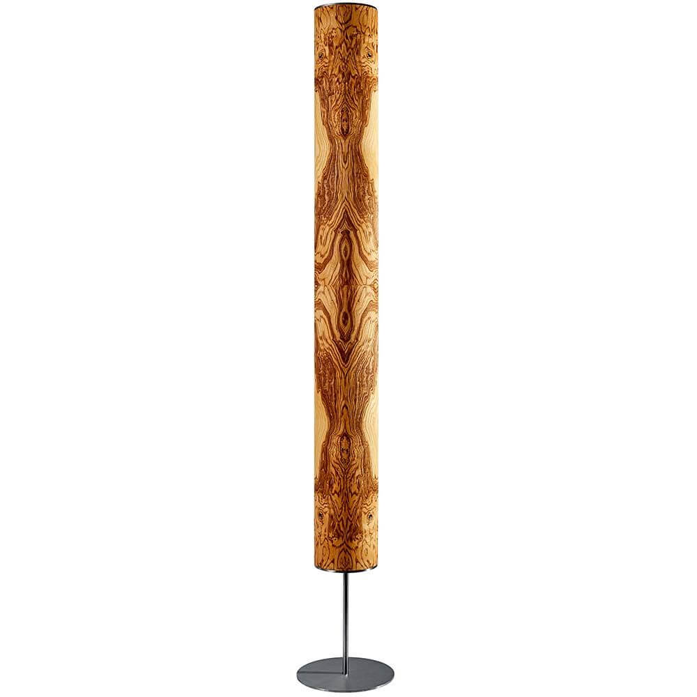 LED Holz-Stehlampe Arbor 190cm Olivesche Maser mit kunstvoller Holzmaserung und modernem Design.