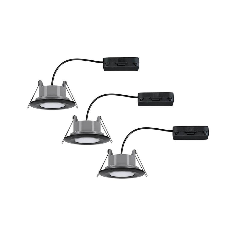 LED HomeSpa Einbauleuchte Calla Basis-Set Ø 9cm Schwarz-Matt IP65, 3er-Set Einbaustrahler