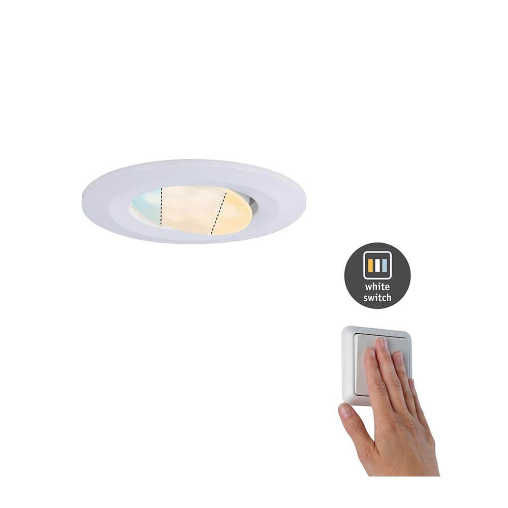 LED Einbauleuchte Calla mit WhiteSwitch-Funktion zur individuellen Lichtfarbenauswahl, ideal für Feuchträume.