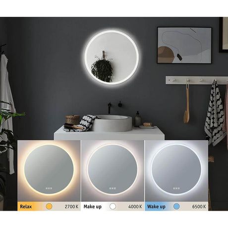 LED HomeSpa illuminated mirror Mirra CCT + heating function with various light colors in the bathroom