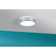 LED HomeSpa Panel Aviar Chrom Dimmbar auf einem Deckenpaneel, ideal für Feuchträume und blendfreies Licht.