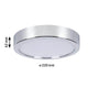 LED HomeSpa Panel Aviar Ø 22cm Chrom Phasen Dimmbar mit Durchmesser von 220 mm und Höhe von 62 mm.
