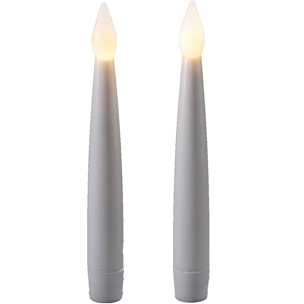 LED Kerzen 2er-Set weiß klein flackernde Dioden Warmweiß batteriebetrieben, ideal für stimmungsvolle Weihnachtsdekoration.