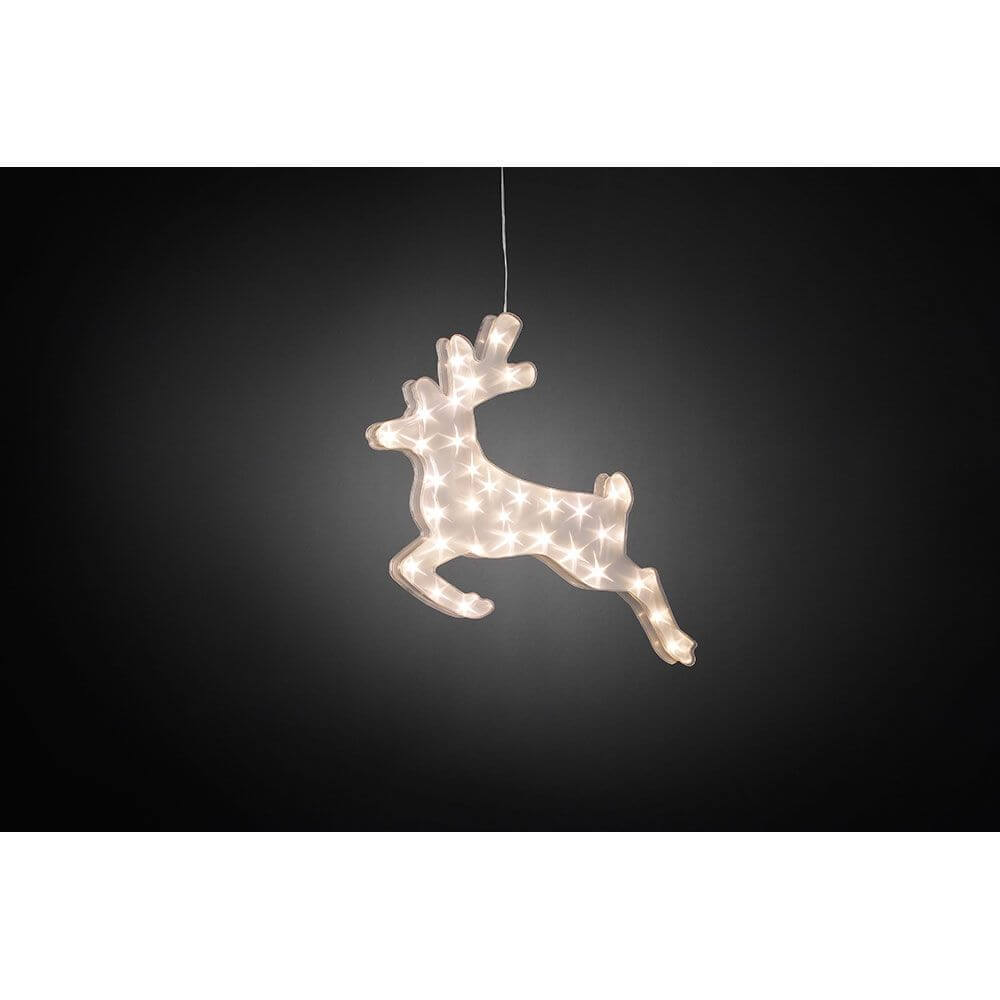 LED Kunststoffrentier mit Sterneffekt 32 Warmweiße Dioden leuchtende Weihnachtsdekoration.