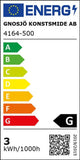 Energielabel für GNOSJÖ KONSTSMIDE AB 4164-500, Effizienzklasse G, Verbrauch 3 kWh/1000h.