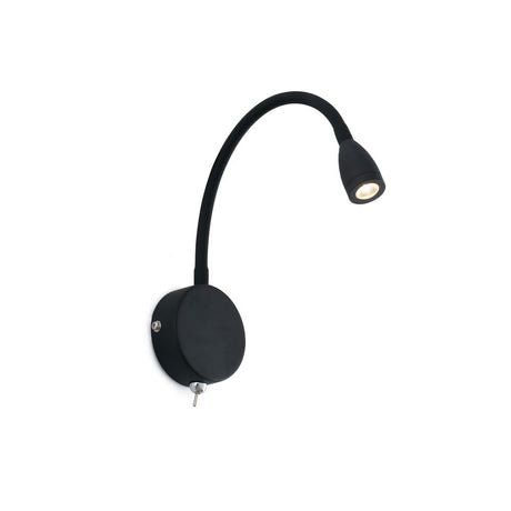 LED Leselampe LOKE 3W 3000K Schwarz mit flexiblem Arm und modernem Design