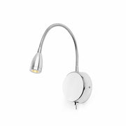 LED-leselampe LOKE 3W 3000K krom, moderne vegglampe med fleksibel arm i krom.
