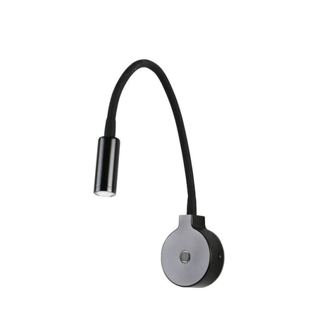 LED PIXIE 3W 2700K sort læselys med fleksibel arm og rundt vægbeslag