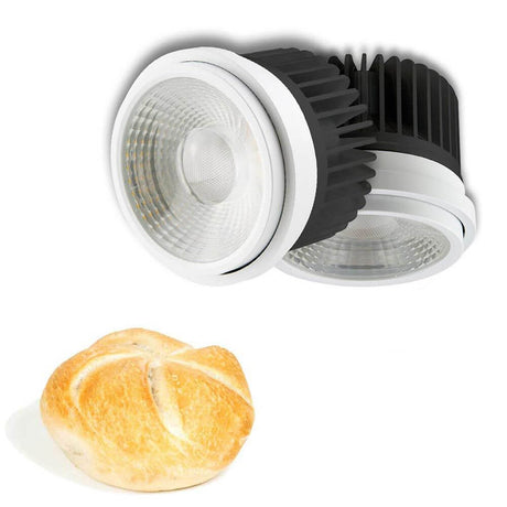LED für Bäckerei fokussierbar 35°-50° Warmweiß 2760K 2516lm 30W mit Brötchen
