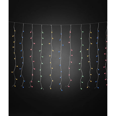 LED Lichtervorhang mit bunten Globes 400 bunte Dioden IP44 auf schwarzem Hintergrund