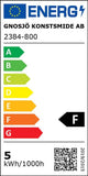 Energieeffizienzlabel von Gnosjö Konstsmide AB mit Klassifizierung F und Verbrauch von 5 kWh/1000h.