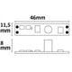 Technische Zeichnung des Mini-Dimmers für LED-Strips mit Abmessungen 46mm x 11,5mm x 8mm.