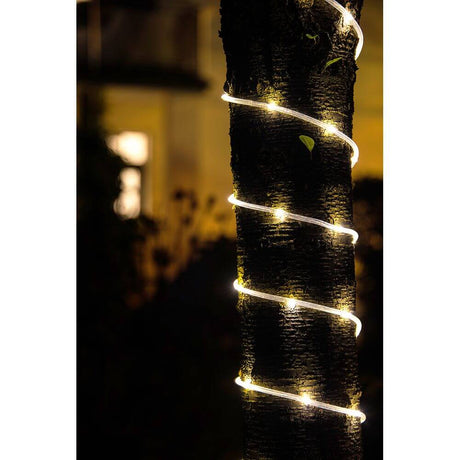 LED Mini Lichterschlauch 10m mit Lichtsensor Timer 130 Warmweiße Dioden batteriebetrieben IP44