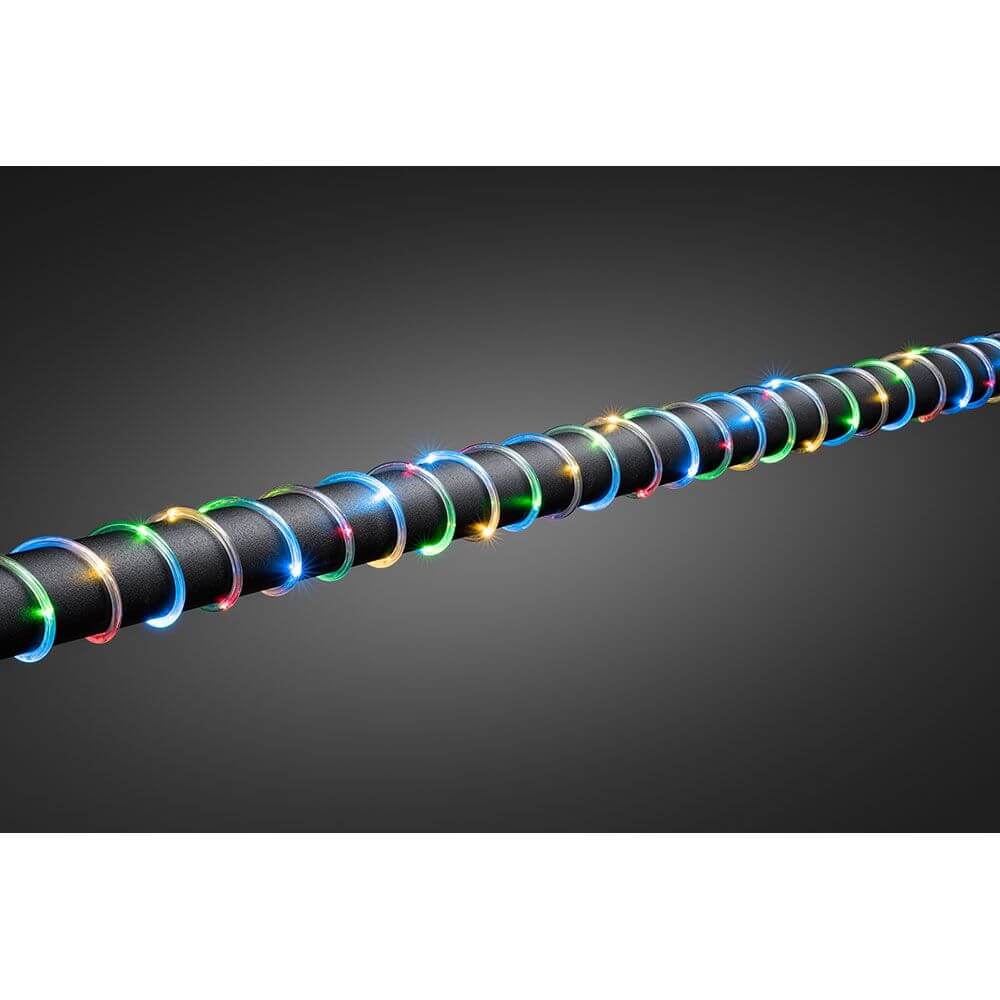 LED Mini Lichterschlauch 10m mit Lichtsensor Timer 130 bunte Dioden batteriebetrieben IP44 im Dunkeln leuchtend.