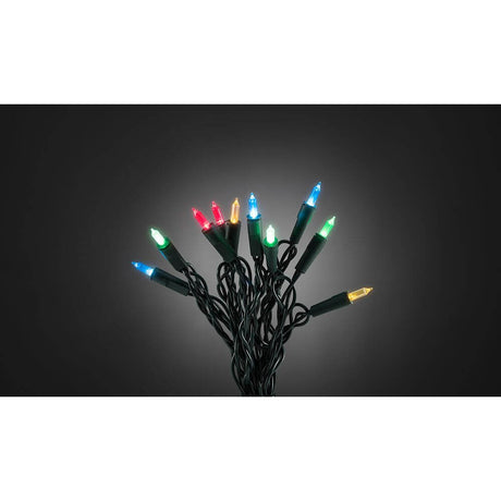 LED Minilichterkette One String mit 8 Funktionen 140 bunte Dioden auf schwarzem Hintergrund.