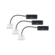 LED Modul Choose 3er-Set Weiß CCT-Switch 2700-6500K mit flachen Coin-Leuchtmitteln in Schwarz und Weiß.