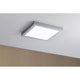 LED Panel Abia Eckig Satiniert, Chrom an Decke montiert mit geringer Bauhöhe und gleichmäßiger Lichtverteilung.