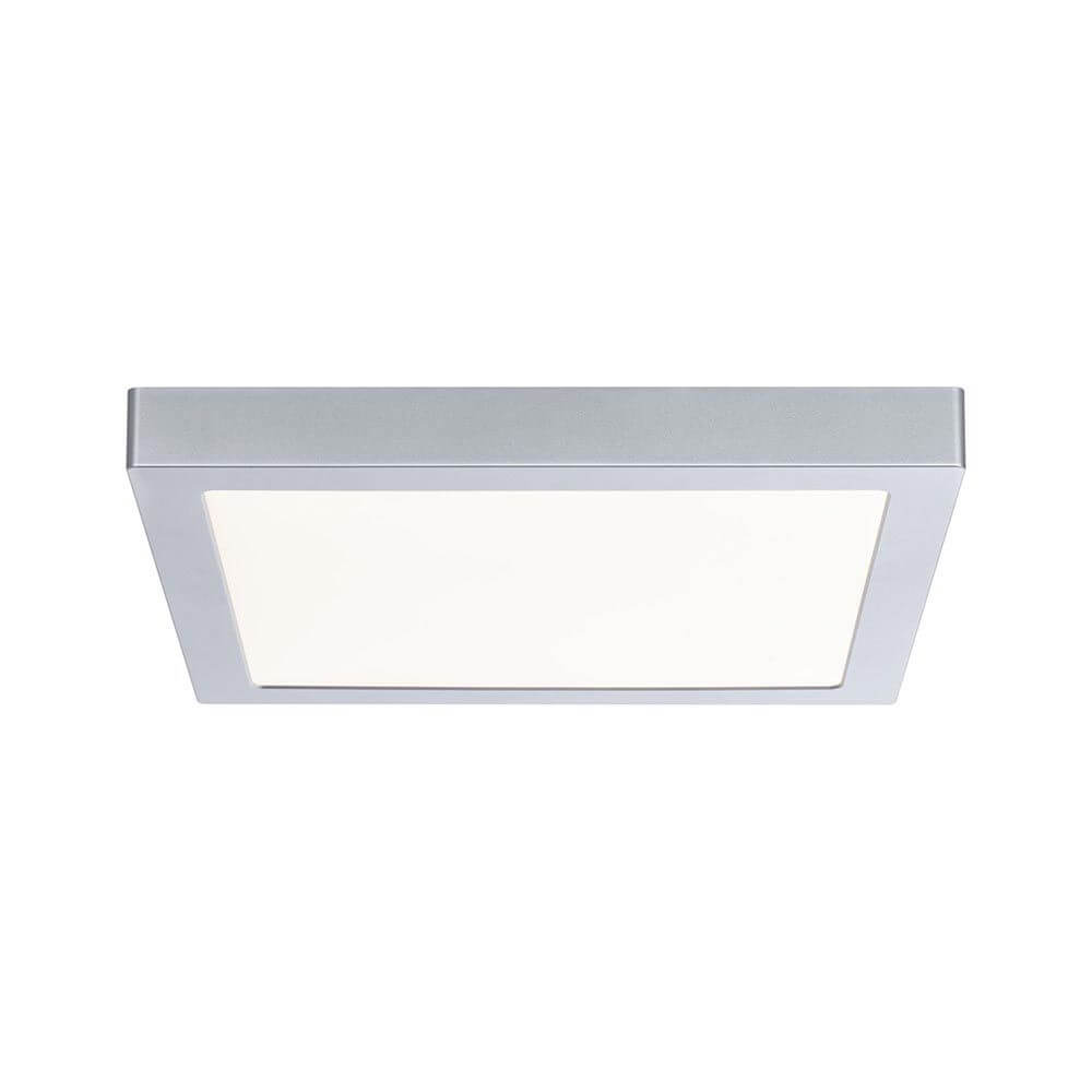LED Panel Abia Eckig Chrom-Matt mit flachem Aufbau und gleichmäßiger Lichtverteilung in modernem Design.
