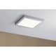 LED Panel Abia Eckig Chrom-Matt an der Decke mit gleichmäßiger Lichtverteilung und modernem Design.