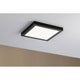 LED Panel Abia Eckig Schwarz-Matt an der Decke montiert mit gleichmäßiger Lichtverteilung.