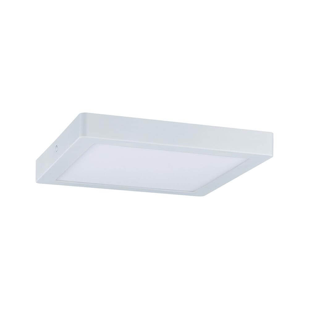 LED Panel Deckenleuchte Abia Eckig Weiß in flachem Design und satinierter Kunststoffabdeckung.