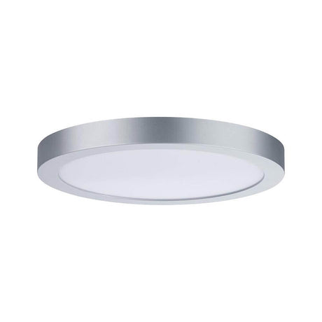 LED Panel Abia Rund Chrom-Matt Neutral-Weiß in edlem, flachem Design mit satinierter Kunststoffabdeckung.