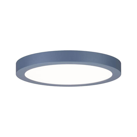 LED Abia ceiling panel Ø 30cm grey-blue, satin-finished, in a modern design and low-profile construction.