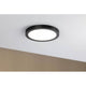 LED Panel Abia Rund Schwarz-Matt an Decke montiert, modernes und flaches Design mit gleichmäßiger Lichtverteilung.