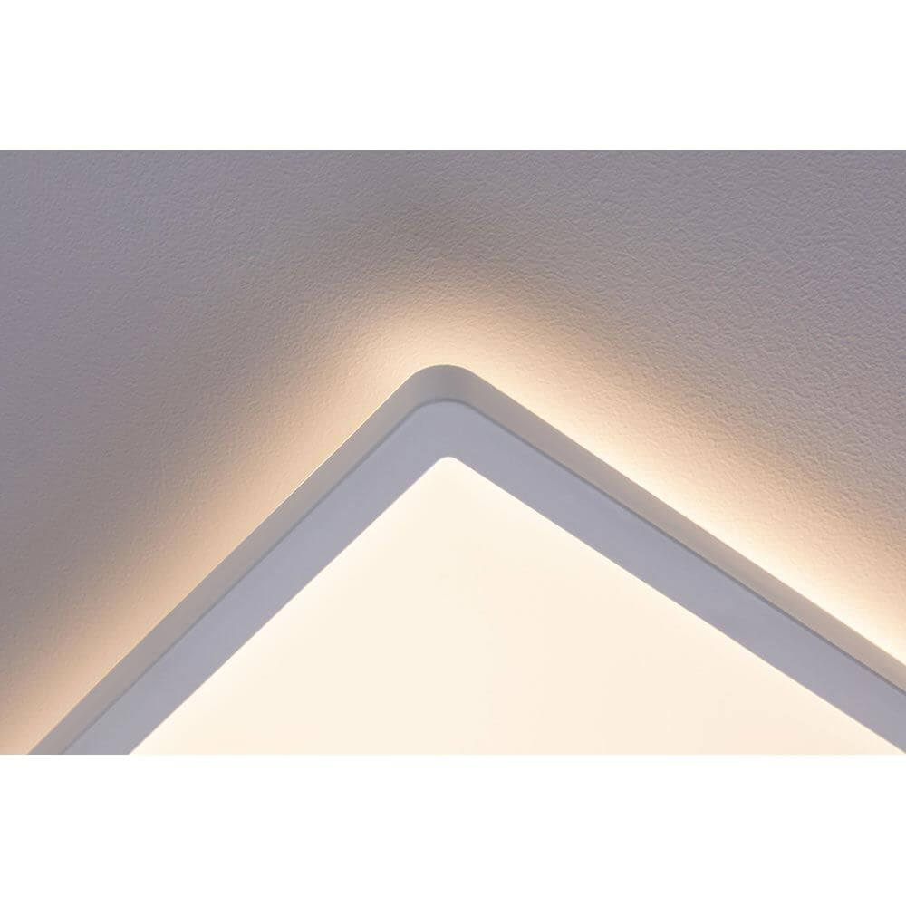 LED Panel Atria Wand- & Deckenleuchte Shine: Detailansicht der schwebenden Leuchte mit sanfter Backlight Technik.