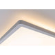 Detailansicht des LED Panels Atria Shine Warmweiß Chrom mit eckigem Design und Backlight Technik.