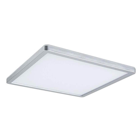 LED Panel Atria Shine Eckig Chrom-Matt en chrome mat avec lumière blanc chaud pour les espaces de vie.