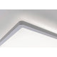 Detailansicht der Atria LED Deckenleuchte Shine in Chrom matt mit eckigem Design und sanften Kanten.