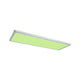 LED Panel Atria Shine Deckenleuchte RGBW Chrom-Matt in grünem Licht, ideal für Wohn- und Schlafräume.